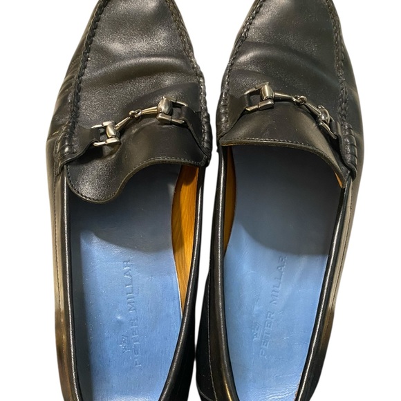 Peter Millar Black Leather Slip-On Loafers with Horsebit Detail main image 5